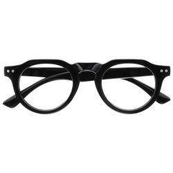 OPULIZE RIO Occhiali da Lettura Anti Luce Blu - Montatura con Bordo Superiore Piatto - Nero - Uomo e Donna - Cerniere a Molla - B53-1 - +3.00