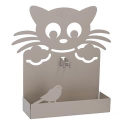Vacchetti Porte-Patte en métal Chat Taupe 18 x 5 x 18 cm