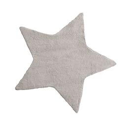 Baroni Home Tappeto a pelo lungo, Tappeto per bambini morbido, Tappeto Bambini Cameretta, Tappeto in Pelliccia Ecologica Morbido, Stella Grigio, 90X90 cm