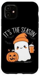 Cute Ghost With Pumpkin Spice Latte "It is the season" Case for iPhone 11