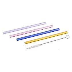 Ritzhoff 1370535 glassugrör set – serie allround nr 1 – fyra färgglada sugrör av glas, rosa, lavendel, bärnsten, blå