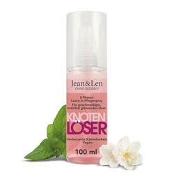 Jean & Len Knotenlöser Spray Bi-Phase sans Rinçage, pour tous Types de Cheveux, Rend les Cheveux Faciles à Démêler et à Peigner, sans Parabènes ni Silicones, Vegan, 100 ml