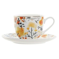 DKD Home Decor Tasse avec Assiette de la Marque Fleurs (90 ML) (2 pièces) (Référence : S3026033)