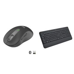 Logitech Signature M650 L for Business, Mouse wireless per mani grandi, Logi Bolt, Bluetooth, SmartWheel - Grigio & Signature K650, Tastiera Poggiapolsi Wireless Full-size con Bluetooth BLE