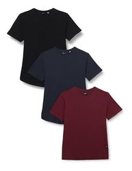 ONLY & SONS T-shirt voor heren, bordeauxrood/pakket: 1 bordeauxrood, 1 darknavy1black, XL