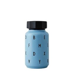 Design Letters Thermo/thermosfles met rietje voor kinderen (blauw), BPA-vrij, dubbelwandig vacuüm, roestvrij staal, Scandinavisch design, ideaal voor onderweg, 330 ml, lekvrij, licht, 204 g.