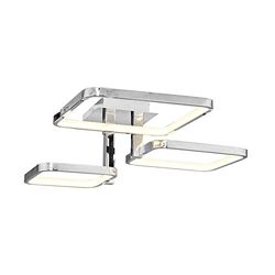 Homemania Lampada a Soffitto Plaza Plafoniera, Quadrata, da Parete, Cromo in Metallo, 55 x 55 x 20 cm, 1 x LED, 57W, 5985LM, 4200K, Luce Bianca Naturale