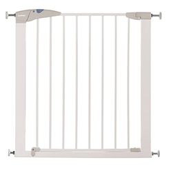 Munchkin Porta de escada Lindam, porta de eixo segura para crianças pequenas e bebés, porta de escada com ajuste à pressão para bebés ou cães, porta de segurança para bebés para escadas e portas