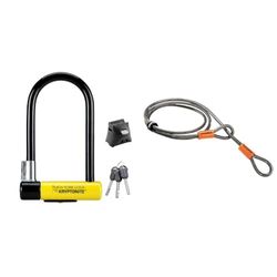Kryptonite 002154 New-U - New York Lock Standard - Antifurto per bici (10,2 cm X 20,3 cm), Giallo, 1pz. & Kryptonite Luskabel Krypto Flex 213 cm, diameter 10 mm, grijs