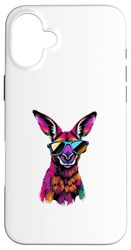 Canguro Indossare Occhiali Da Sole Divertente Animale Colorato Canguro Custodia per iPhone 16 Plus