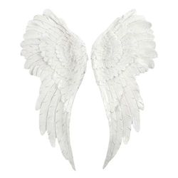 Jones Home & Gift Ailes d'ange blanches à paillettes pour décoration murale - Sculpture murale - 54 cm de haut - 61 x 27 cm - AO_44427