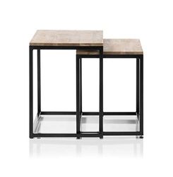 Robas Lund Salontafel bijzettafel, zwart, 50 x 40 cm en 45 x 37 cm