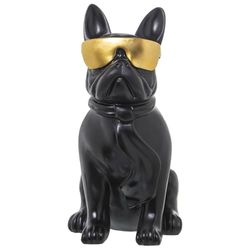 Alexandra House Living Decoratief figuur, zwart, goud, kunststof, hondenbril, 19 x 27 x 26 cm