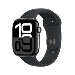 Apple Watch Series 10 GPS + Cellular 46 mm Smartwatch con cassa in alluminio e cinturino Sport Loop Nero - S/M. Fitness tracker, app ECG, display Retina always-on, Carbon Neutral