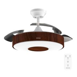Cecotec Ventilateur de Plafond avec Lumière Energysilence Aero 4200, Pales Rétractables, 30W, Moteur DC, Diamètre de 42", Minuterie, 6 Vitesses, Télécommande et Mode Hiver-Été