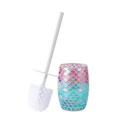Motifeur Badkameraccessoires Decoratieve glazen toiletborstelset - toiletpot borstel en houder (zeemeermin)