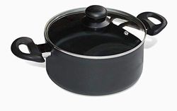 Baumalu, Easy 20 cm Saucepan in Forged Aluminium with Glass lid, Non-Stick Coating Interior, Black Exterior, bakelite Handle with Stainless Steel Cover, Suitable for All Heat Sources and Induction