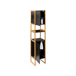Avilia Mobiletto Salvaspazio 2 Ante per Bagno - Mobile a Colonna Modulare, 33x33x170cm, Nero, Interni Regolabili, in MDF e Bambù