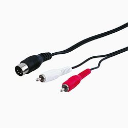 Wentronic Goobay 50014 Adaptador de cabo de áudio para conexão com dispositivos de áudio antigos; ligação por tomada DIN de 5 pinos a 2 pinos chinch (R/L); 1,5 m, preto