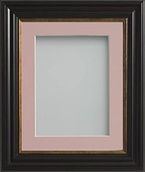 Frame Company Emson Black Picture Photo Frame with Pink Mount - 16x12 for pic size 14x10 *Choice of Sizes* Fitted with Real Glass