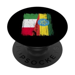 Italia Etiopía Media Bandera Raíces etíopes italianas PopSockets PopGrip Adhesivo