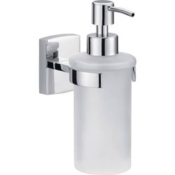 tesa Klaam Dispensador de sabão em aço inoxidável, metal cromado, autoadesivo, tecnologia adesiva de montagem, 170 x 70 x 125 mm