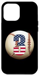 Carcasa para iPhone 14 Pro Max Número 3 Baseball 3 Number Lover con bandera estadounidense de Estados Unidos