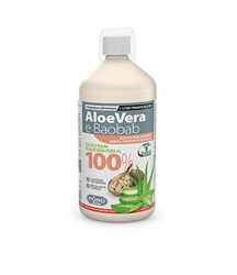 PURO Forhans Aloe Vera e Baobab - Integratore Alimentare 100% Succo e Polpa Aloe Vera, Depurativo, Digestivo, per Regolarità Intestinale, Difese Immunitarie, Vegano, Gusto Pesca, Flacone da 1 Litro