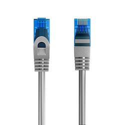 Câble Patch Ethernet Cat.5e U/UTP Transmission jusqu'à 1Gigabit, 2 connecteurs RJ45, câble PVC, CCA, AWG 26/7. Idéal pour la Transmission par Fibre Optique avec des Liaisons Gigabit/LAN, 0.25m, Gris