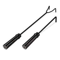 Relaxdays Pack de 2 Atizadores, Utensilios para Chimenea, Horno y Barbacoa, Varillas para Avivar Fuego, Acero, Negro, 51 cm