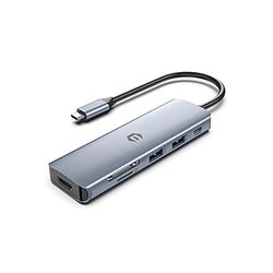Qhou USB C-hub voor MacBook M1/M2, 6-in-1 hub USB Type-C met USB 3.0, HDMI, PD, TF/SD compatibel met laptop/pc/tablet/muis/toetsenbord