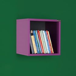 Stijlvolle paarse wandplank, 33 x 33 x 19 cm, 100% melamine gecoat deeltjesbord, 16 mm dik, perfect voor moderne woondecoratie en opslagoplossingen