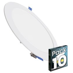 LED ATOMANT Pack de 10 painéis LED extraplano redondo 220 mm, 200 lúmens, cor de luz neutra (4500 K), corte padrão de 200 mm, driver incluído
