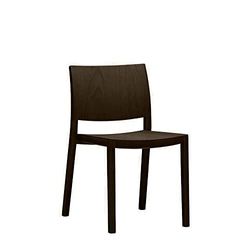 Andreu World Silla Duos apilable con asiento y respaldo de tablero de haya y estructura madera maciza de haya color tinte nogal, tacos plástico