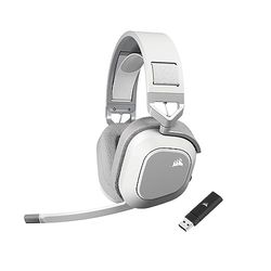 Corsair HS80 MAX Cuffie da Gioco Multipiattaforma Senza Fili con Bluetooth - Dolby Atmos - Microfono omnidirezionale - Compatibile iCUE - PC, Mac, PS5, PS4, Nintendo Switch, Mobile - Bianco