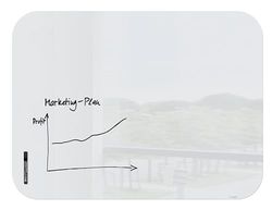 SIGEL GL304 Lavagna magnetica di vetro Artverum, angoli arrotondati, bianco, 120 x 90 cm, vetro di sicurezza, facile da montare