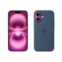 Apple iPhone 16 (512 GB) - Roze + Siliconenhoesje met MagSafe - Denim