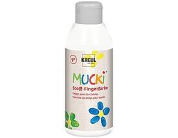 KREUL 28401-Mucki Pintura Luminosa para Dedos de Tela, 250 ml en Blanco, a Base de Agua, sin parabenos, sin Gluten, sin lactosa y Vegana, White