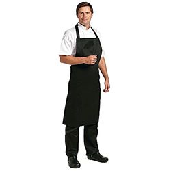 Tablier de cuisine en polycoton blanc avec longues attaches Noir