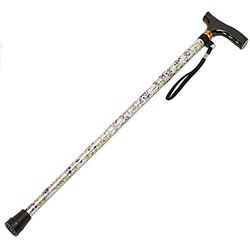 Homecraft Folding Coloured Walking Stick with Wooden Handle, Lightweight Adjustable Walking Cane for Balance, Mobility Aid, Woodland Flowers, 735-825mm