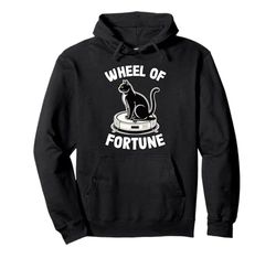 Wheel Of Fortune Cat On Robot Vacuum Cleaner Cat Pullover Hoodie