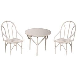 Rayher 46234102 Set miniaturas jardim de 1 mesa e 2 cadeiras, cor branca, para terrário, casa de bonecas e decoração de jardins em miniatura