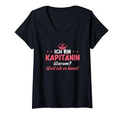 Mujer Gorra de capitán de vela licencia de barco marinera capitana Camiseta Cuello V