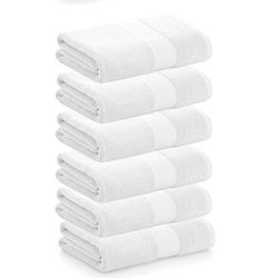 PADUANA Lot de 6 Serviettes de Toilette 50 x 100 cm Blanc 100% Coton Coiffure – Serviette sèche Douce, Rapide et Absorption maximale – Disponible Serviette de Toilette, Serviette de lavabo, Serviette