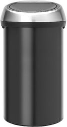 Brabantia Poubelle Touch Bin, 60L - Noir mat avec couvercle en acier brillant