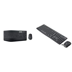 Logitech MK850 Kit Tastiera e Mouse Wireless Multidispositivo, 12 ‎Tasti Programmabili, Nero & MK295 Kit Mouse e Tastiera Wireless – Tecnologia SilentTouch, Tastierino Numerico - Grigio