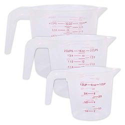 Lot de 3 tasses à mesurer empilables en plastique ABS 250 ml/500 ml/1000 ml pour mesurer la farine, le sucre, l'eau