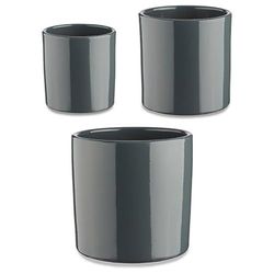 Ibergarden Set de Pots Ø 14 cm Ø 22 cm Ø 17 cm Cylindre 3 Pièces Anthracite