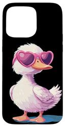 Anatra felice con cuore e bella occhiali da sole Custodia per iPhone 15 Pro Max