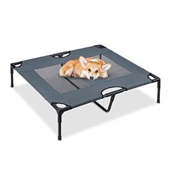 Relaxdays Karlie Lit surélevé pour Chien en métal et Plastique Gris 20 x 92 x 76 cm Charge Max. 35 kg 20 x 92 x 76 cm